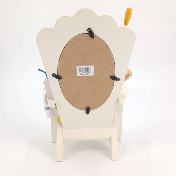 White Beach Chair 4x6 Photo Frame Palm Tree Shovel Bucket 11x7x5 Vacation Pictur - Picture 4 of 14